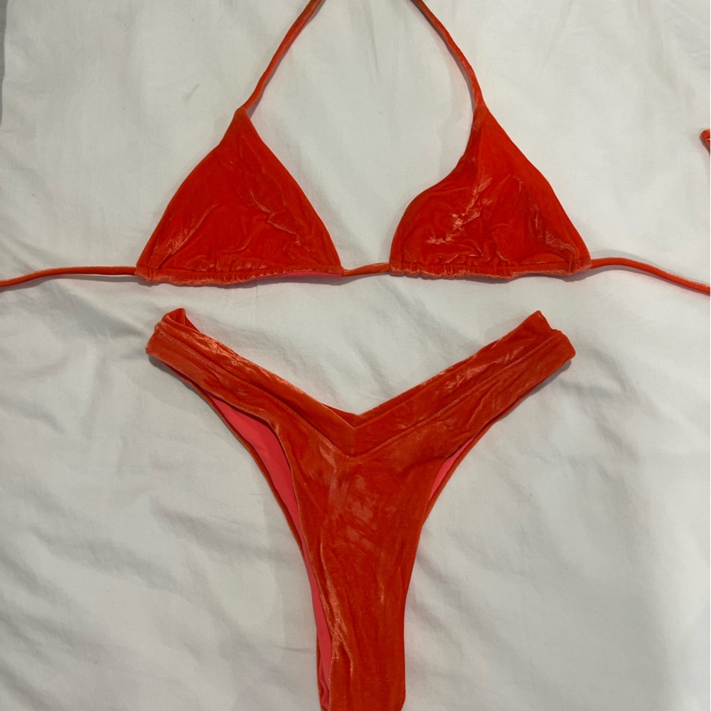 One one Orange Velvet Bikini Size M